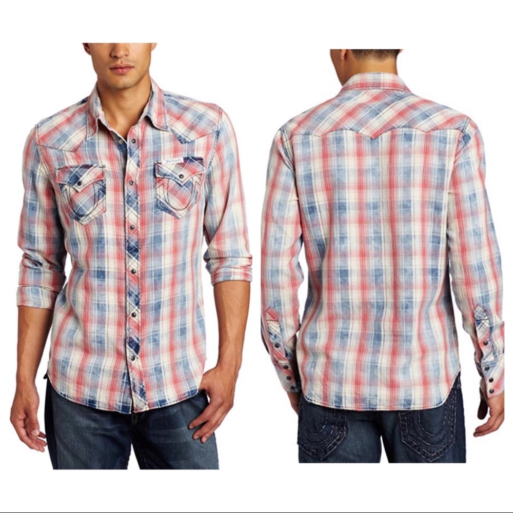 True Religion Indigo Phoenix Wester Shirt - Picture 1 of 6